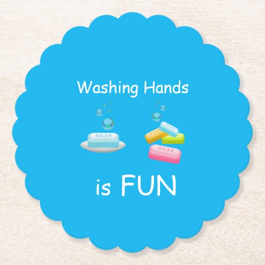手を洗うのはおもしろいウイルスの生殖安全キッズ ラウンドペーパーコースター (正面)