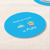 手を洗うのはおもしろいウイルスの生殖安全キッズ ラウンドペーパーコースター (アングル)