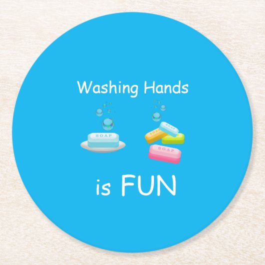 手を洗うのはおもしろいウイルスの生殖安全キッズ ラウンドペーパーコースター (正面)