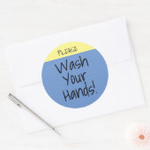 手を洗うカスタム文字 ラウンドシール (封筒)