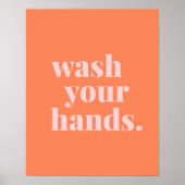 手を洗うカラフル文字 – バスルーム ポスター (正面)