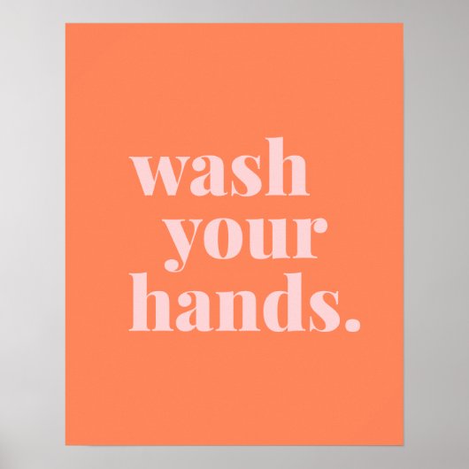 手を洗うカラフル文字 – バスルーム ポスター (正面)