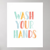 手を洗うキッズバカラフルスルーム ポスター (正面)