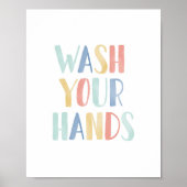 手を洗うキッズバスルームカラフルのポスター ポスター (正面)