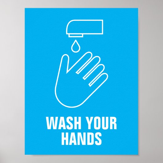 手を洗うサインカスタムコロナウイルスCovid19 ポスター (正面)