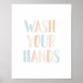 手を洗うニュートラルキッズバスルームポスター ポスター (正面)