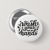 手を洗うレタリング 缶バッジ (正面&裏面)