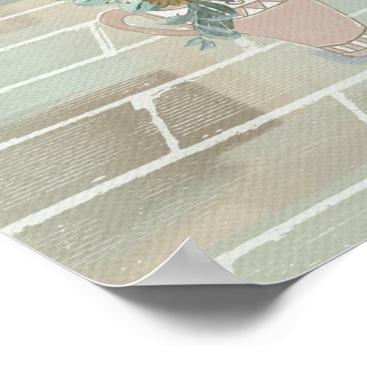 手を洗うヴィンテージシンクバスルームのデコールプリント ポスター (角)