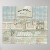 手を洗うヴィンテージシンクバスルームのデコールプリント ポスター (正面)