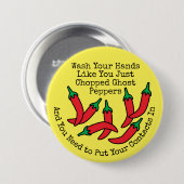 手を洗う唐辛子手衛生 缶バッジ (正面&裏面)