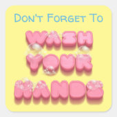 手を洗う石けんおもしろいの衛生安全注意 スクエアシール (正面)