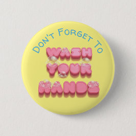 手を洗う石けんおもしろいの衛生安全注意 缶バッジ