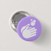 手を洗う-コロナウイルスとインフルエンザを手で洗う 缶バッジ (正面&裏面)