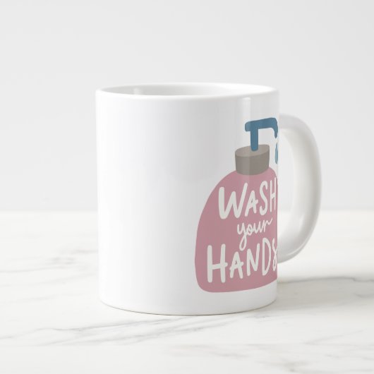 手を洗う ジャンボコーヒーマグカップ (正面右)