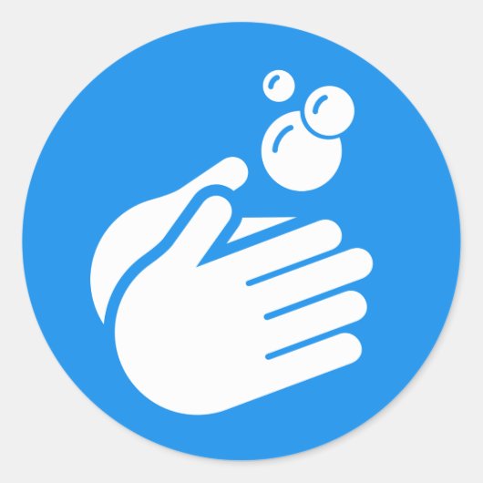 手を洗う – 手洗いコロナウイルス&インフルエンザ ラウンドシール (正面)