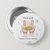 手を洗おう | 水彩画イラスト ボタン 缶バッジ (正面&裏面)
