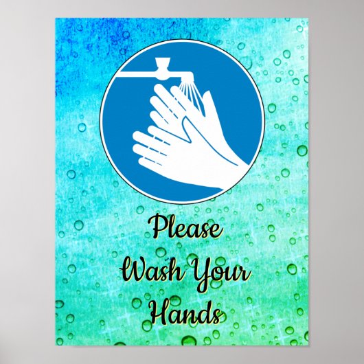 手を洗って下さい2020バスルーム衛生看板 ポスター (正面)
