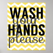 手を洗って下さい – Chevron – イエローグレー ポスター (正面)