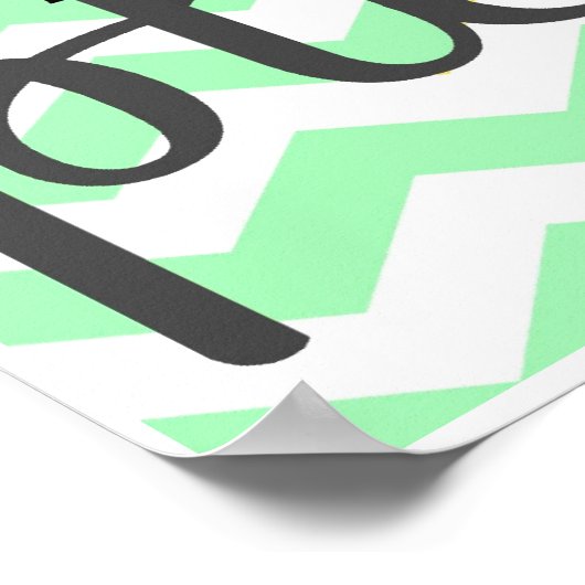 手を洗って下さい – Chevron – ミントとグレー ポスター (角)