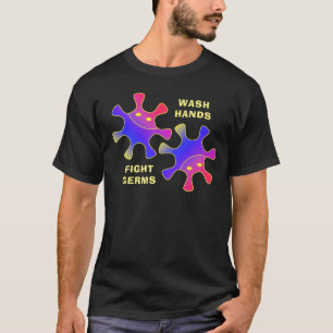 手を洗って病原菌と闘うウおもしろいイルス虫 Tシャツ