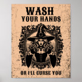 手を洗わないとバスルームを呪おもしろいう ポスター (正面)