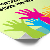 手を洗ストップい広げるカラフル菌 ポスター (角)