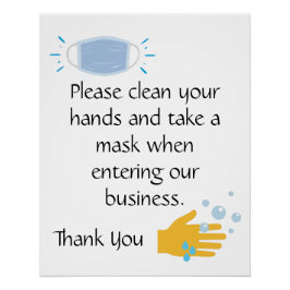 手を清潔にしてマスクを取る ポスター