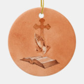 手を祈ること セラミックオーナメント (正面)