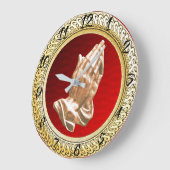 手を祈ること ラージ壁時計 (傾斜)