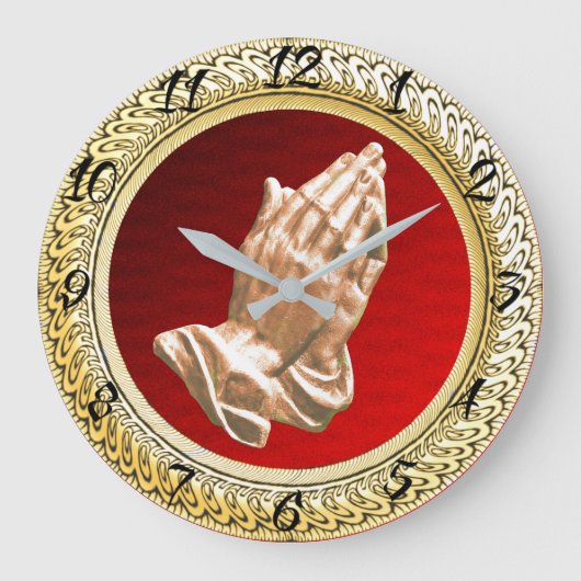 手を祈ること ラージ壁時計 (正面)