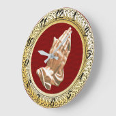 手を祈ること ラージ壁時計 (傾斜)