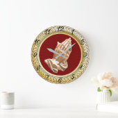 手を祈ること ラージ壁時計 (ホーム)