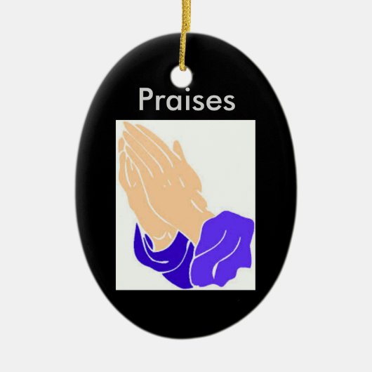 手を祈ること、賞賛のオーナメント セラミックオーナメント (正面)