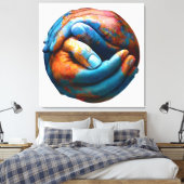 手を組んで惑星地球の世界平和を形成 キャンバスプリント (インサイチュ (寝室))