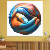 手を組んで惑星地球の世界平和を形成 キャンバスプリント (インサイチュ (リビング))