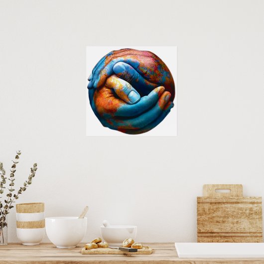 手を組んで惑星地球の世界平和を形成 ポスター (キッチン)