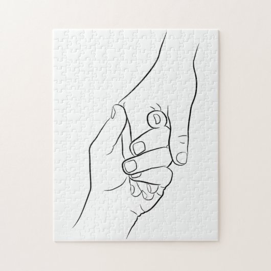 手を繋ミニマルぐアートかわいいシンプルモダン ジグソーパズル (縦)