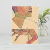 手を胸に持つEgon Schieleセルフポートレート 招待状 (スタンド正面)