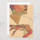 手を胸に持つEgon Schieleセルフポートレート 招待状 (正面/裏面)