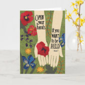 手を開けて庭(ルミ)勇気付けられる カード (黄色い花)