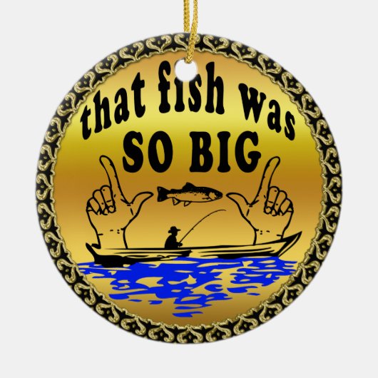 手を離して魚とボートを水で示す セラミックオーナメント (正面)