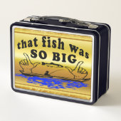 手を離して魚とボートを水で示す メタルランチボックス (裏面)