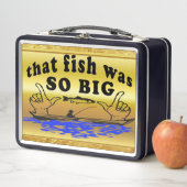 手を離して魚とボートを水で示す メタルランチボックス (インサイチュ)