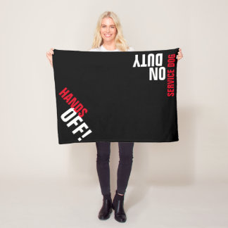 手を離せ！サービスドッグ"Place"毛布（黒） フリースブランケット