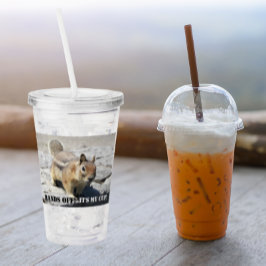 手を離せ！リスの野生生物の写真 アクリルタンブラー