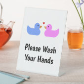 手を青ピンクのラブアヒルで洗いなさい 台座サイン (インサイチュ)