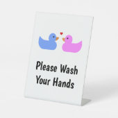 手を青ピンクのラブアヒルで洗いなさい 台座サイン (正面)