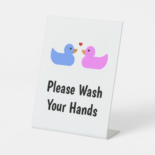 手を青ピンクのラブアヒルで洗いなさい 台座サイン (正面)
