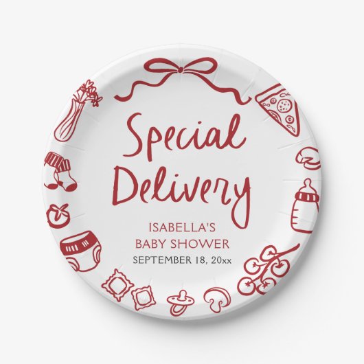 手イタリアン引き特殊配送赤ちゃんシャワー ペーパープレート (正面)