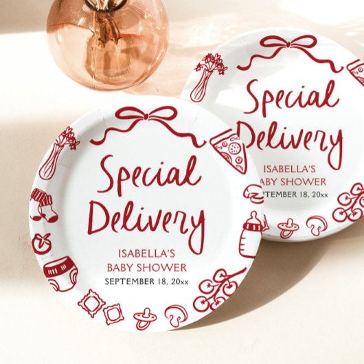 手イタリアン引き特殊配送赤ちゃんシャワー ペーパープレート